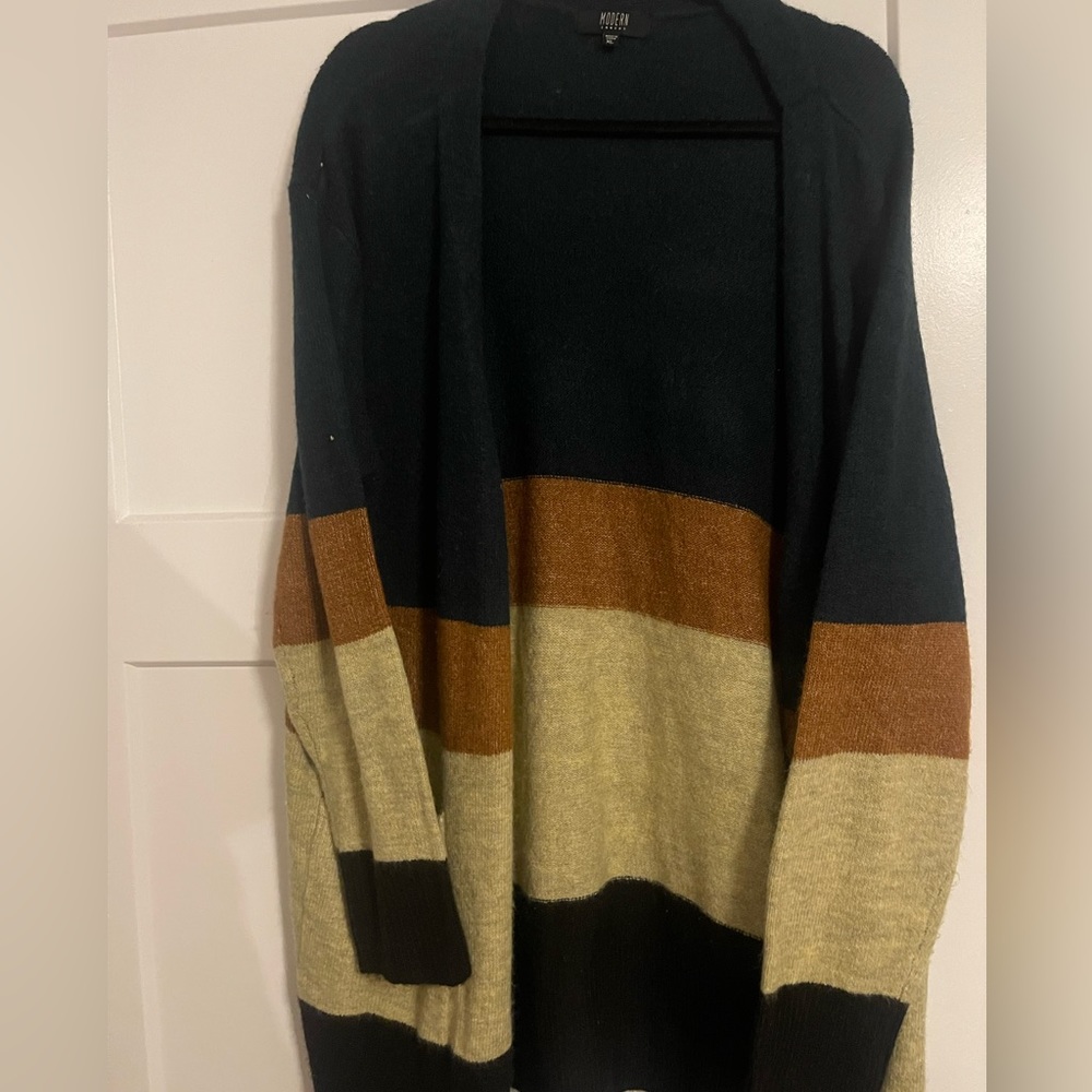 Color block cardigan navy/tan XL